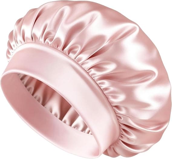 Silke Bonnet til sovende kvinder Satin Bonnet Hårindpakning med elastisk bredt bånd Sovehætte til krøllet hår Nathue