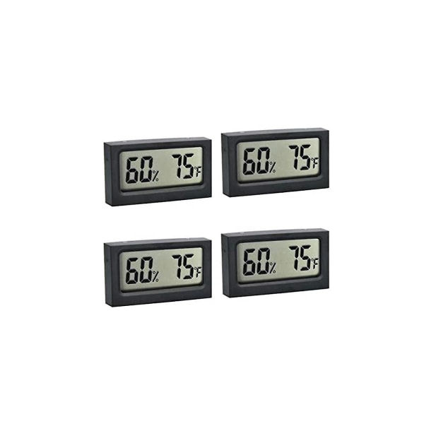 4 stk. Krybdyr termometer S-ws05 Mini elektronisk hygrometer til akvarium / sort