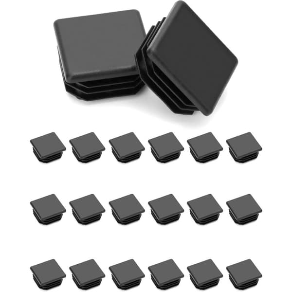 20 stk. 30 x 30 mm firkantede rørpropper, firkantet sort plastik endehætte til rør, endepropper Black