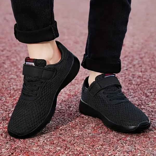 Trendiga coola vävda låga sneakers för pojkar, andningsbara lätta halkfria sneakers för utomhuspromenader löpning vandring, alla årstider Black pink 30