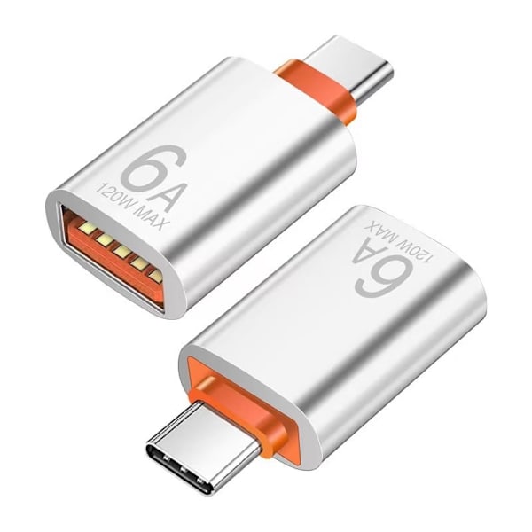 OTG adapter 3.0USBType-c til 6A hurtigopladningskonverter mobiltelefon USB-flashdrev egnet til Apple kortlæser Silver 6A