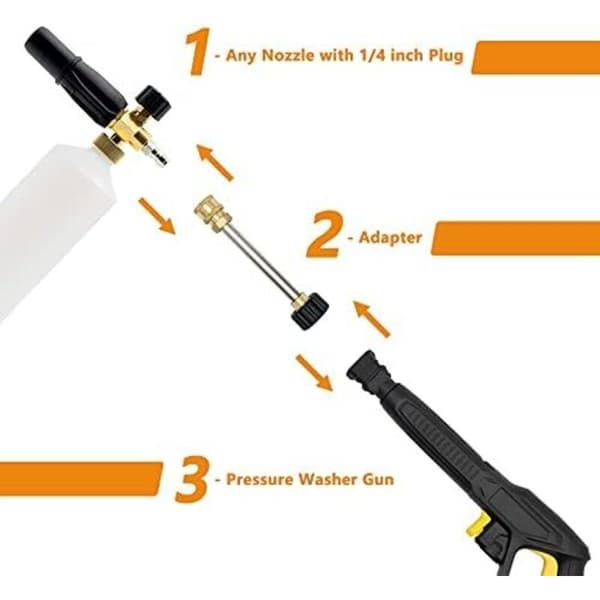 Topptryckstvättadapter. 1/4\" hona snabbkoppling. Halsmunstyckskopplingar, pistol och trycktvättadapter för Karcher HD