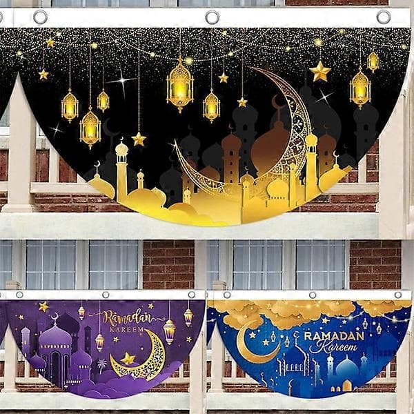 EID Mubarak Vifteformet Hengende Flagg Ramadan Dekorasjon