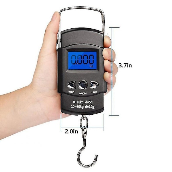 Bagageskalaer Portable Rejse Fiskeskalaer 110ib / 50kg Baggrundsbelyst LCD-Display Skalaer