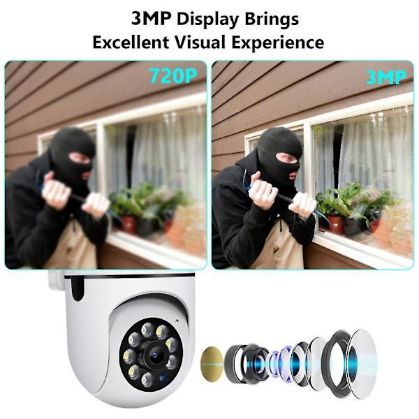 Ycc365 Plus CCTV-kamera 3MP Dual Frequency Valvontakamera Langaton Wifi IP-kamera Älykoti Ulkotila Yö