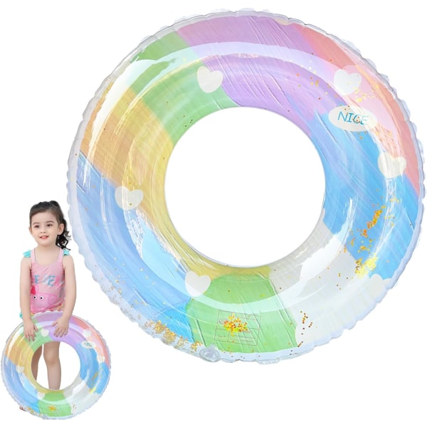 Pool Inflatable Swim Ring Inflatable Ring Pool Floats Rubber Ring for Kids Pool Ring Water Sports Toys Girls Boys Summer Swimming Pool Beach Toys（L）