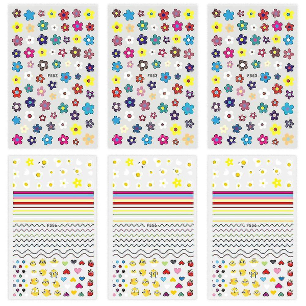 Mønstre Nail Art Klistremerker Dekaler For Kvinner Barn, Selvklebende Spring Girls Manikyr Salon Gave Nail Art Stickers