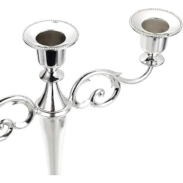 3-armad Metall Ljusstake Silver Europeisk Elegant Ljusstake Ljusställning För Bröllop Middag Jul