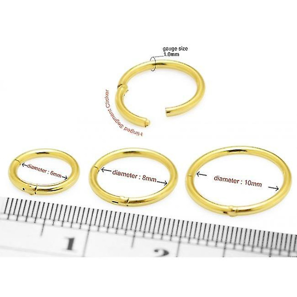 9k Massivt Gult Guld 10 Mm Klassisk Hängd Segment Clicker Ring