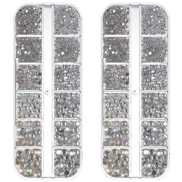 Nail Art Rhinestone, Nail Gems Runda Formade Flatback Gems, för Nail