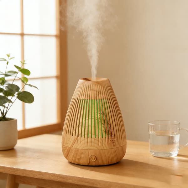 Luftfukter med trekorndesign for aromaterapi, stillegående og med høy tåkeeffekt for hjem og soverom, liten skrivebordsdiffuser for aromaterapi.