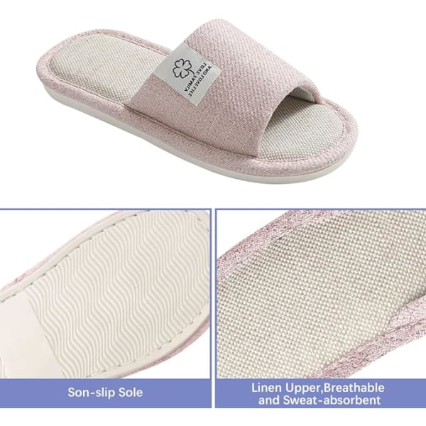 Damesko, hjemmesko til damer, åben tå, skridsikker memory foam, behagelige og åndbare hjemmesko til damer, indendørs og udendørs Pink 40