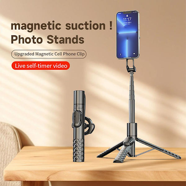 Magnetisk Mobiltelefon Selfie Stick Stativ Stabil Bærbar Telefon Tripod Stativ til Fotografering