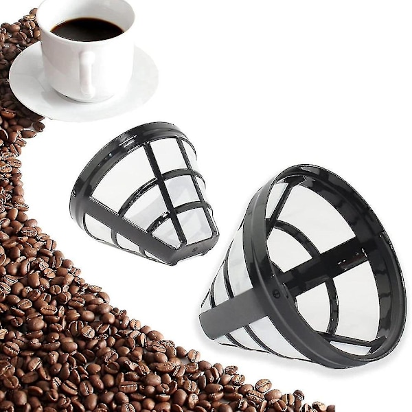 2-pak No. 4 Genanvendelige Kaffemager Kurvfilter til Ninja Filter, Passer til de fleste 8-12 Kopper Kurv Dryp Kaffe