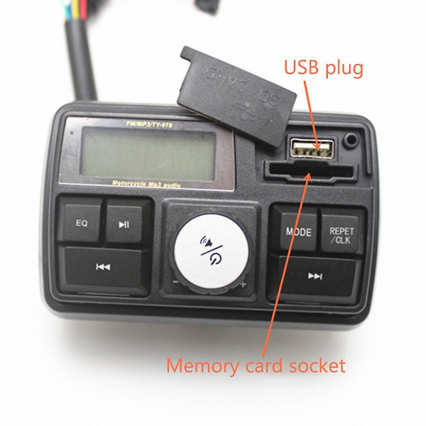 LCD Bluetooth håndfri lydsett for motorsykkel Støtte MP3-musikk fra USB eller SD/TF-kort