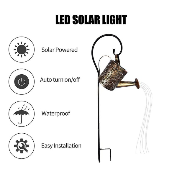 Aleko Solar Vandkande Med Fairy Lights Solar Lamper Til Udendørs Vandkande Type Led Lys Med Hyrdekrog Havedekoration Solar Fairy Lig
