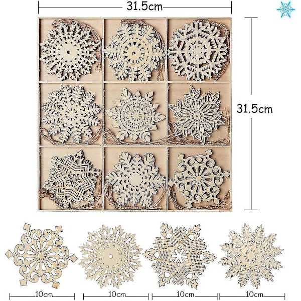Julgranspynt i trä med snöflingor (a, Stil + B, Stil) 36 stycken Bd