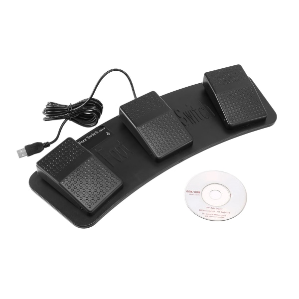 Fs3-p USB Trippelfotskontakt Pedalkontroll Tangentbord Mus PC Spel Plast