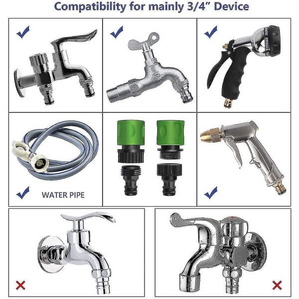 Haveslange Quick Connect Plastic Fitting Vandslangeforbindelser 3/4 Inch 1 sæt