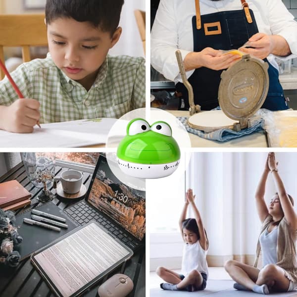 2-pack Söt Kökstimer, Söt Kökstimer Mekanisk Timer för Barn, 60 Minuters Äggtimer för Matlagning/Läsning/Sport, 12 Delar