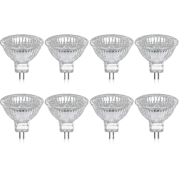 8 Halogenpærer GU5.3 MR16 35W 12V Dæmpbar - Varm Hvid 2800K, 400 Lumen, Cover Jz [DB]