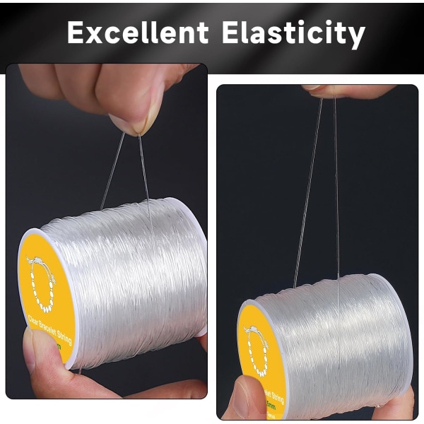Armbånd elastisk tråd, 2 ruller 0,5 mm, 0,8 mm Armbånd elastisk tråd til gør-det-selv-smykker, halskæder, armbånd, håndværk (100 m/spole)