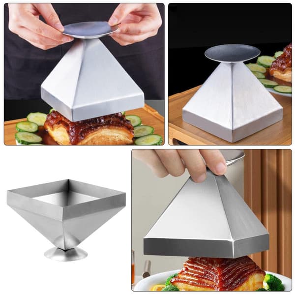 Pyramideform i rustfrit stål, bageværktøj til køkkenet, bruges til at forme kød, husholdningsapparat.