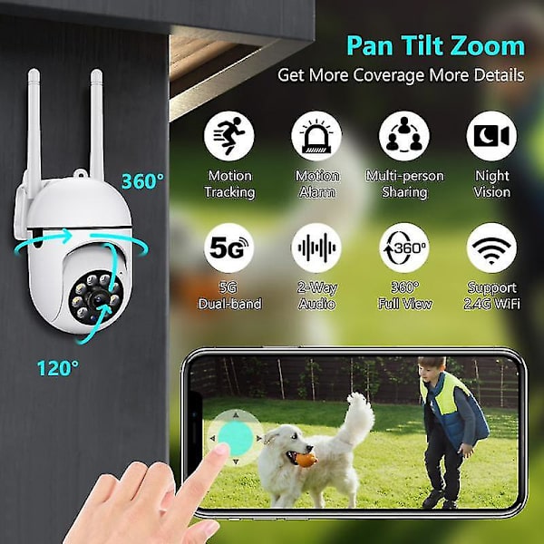 Ycc365 Plus CCTV-kamera 3MP Dual Frequency Valvontakamera Langaton Wifi IP-kamera Älykoti Ulkotila Yö