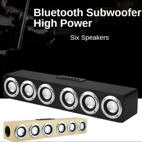 Puinen kaiutin Bluetooth kaiutinlaatikko Kotiteatterijärjestelmän bassokaiuttimet kaiuttimille, joissa on subwoofer Soundbar (musta)