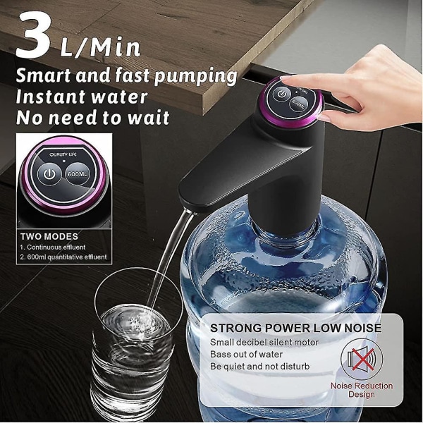Vattenflaskedispenser - USB-laddning Dricksvattenpump Bärbar Elektrisk