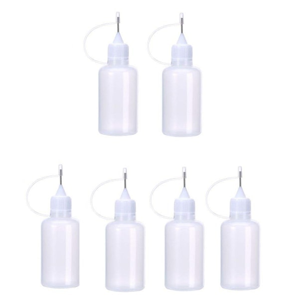 6-pack 30 ml Nål Limflaska DIY Papperskonst Rullverktyg Flaska Nålflaska Applikator