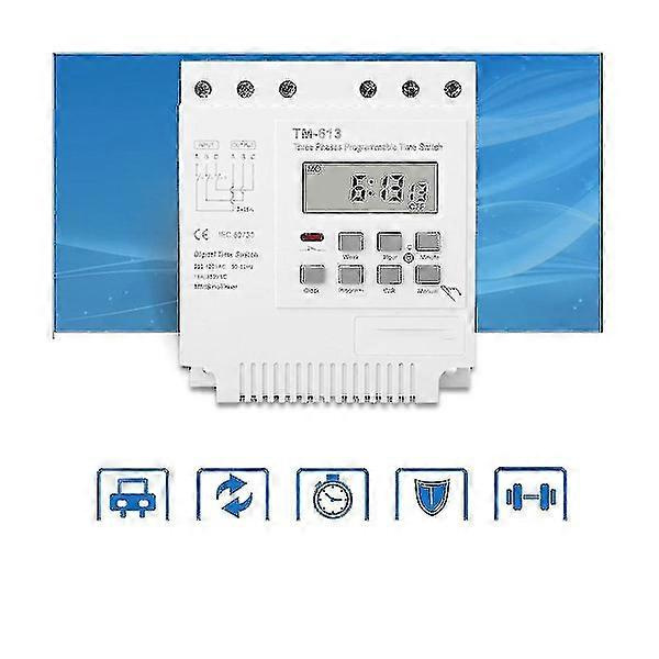 Trefas 380v 415v Programmerbar Timer Switch med Bakgrundsbelysning