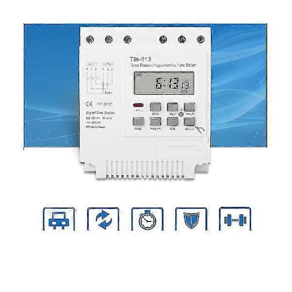 Trefaset 380v 415v Programmerbar Timerbryter med Bakgrunnsbelysning