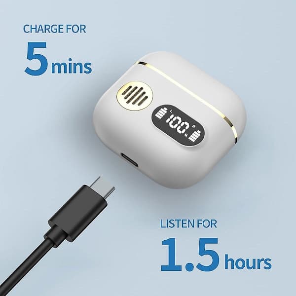 Bluetooth Headset, Bluetooth 5.1 Trådløst Headset med LED-strøm, Trådløst Headset med Mikrofon for iPhone Android Hvit