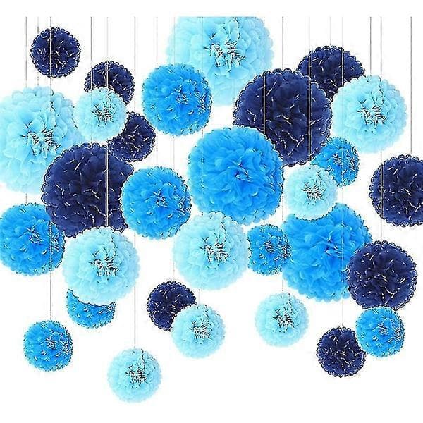 30 st Pom poms set, Tissue Pompon Pappersblommor Kit, Handgjorda