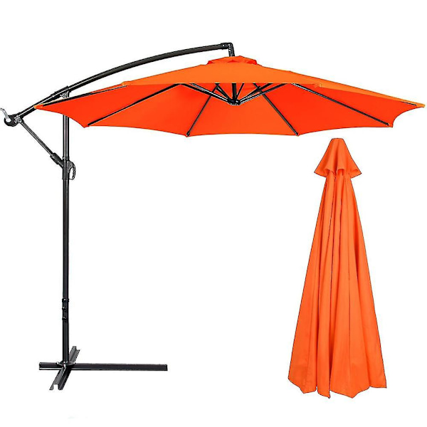 Bedste Tilbud - 34% Rabat Udskiftningsstof Haveparasol Baldakin Dæksel Til 3m 6/8 Arms Terrasse Solparasol Ny Hot Orange