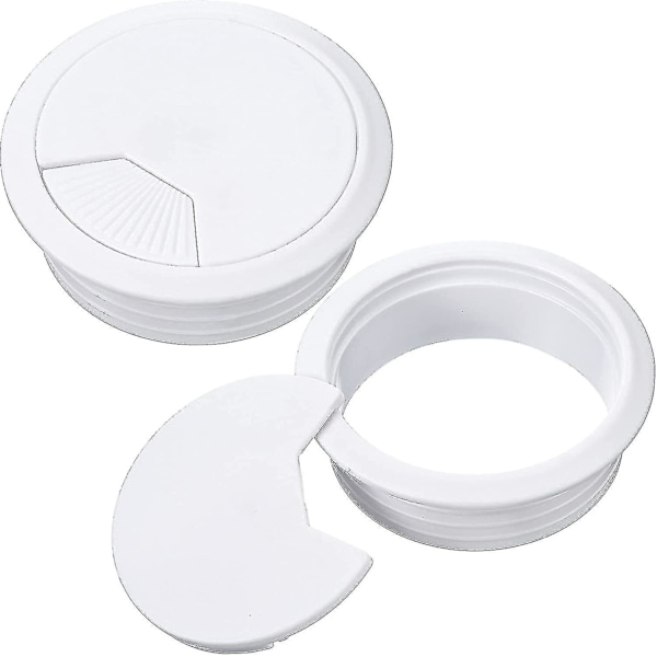 Skrivbordsgenomföring, Skrivbordsgenomföring för kabel, Datorbordsgenomföring i plast, Kabelorganisatör för att hålla ordning på kablar (4 st, Vit)
