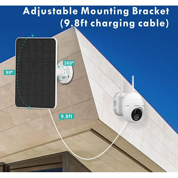 Solcellepanel for sikkerhetskamera. 5W USB solcellepanel kompatibelt med DC 5V oppladbare overvåkingskameraer. Solcellepanel for kamera med 3m kabel