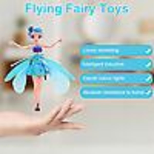Led Magic Flying Fairy Princess Doll Fjernbetjening Flying Toy Usb-opladning til børn Gaver Blue