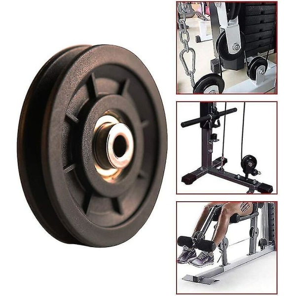 Løftetilbehør, 4 stk 110 mm leje nylon remskive, vægtløftende remskive, hjul til kabelmaskine gymnastikudstyr garageport