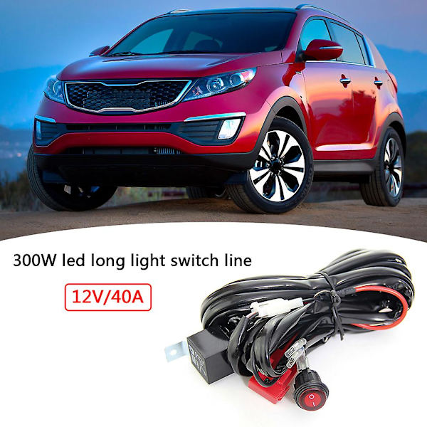 300W LED-valopalkin johtosarja, vedenkestävä kytkin, 40A 12V virtarele, sulake autoon, veneeseen ja kuorma-autoon