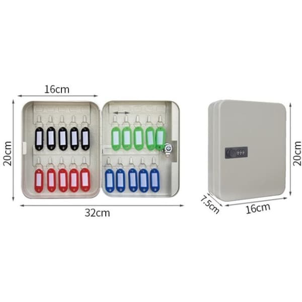 Hvid - Nøgleboks. 0,78 kg. 200 x 160 x 75 mm - Nøgleboks med kode