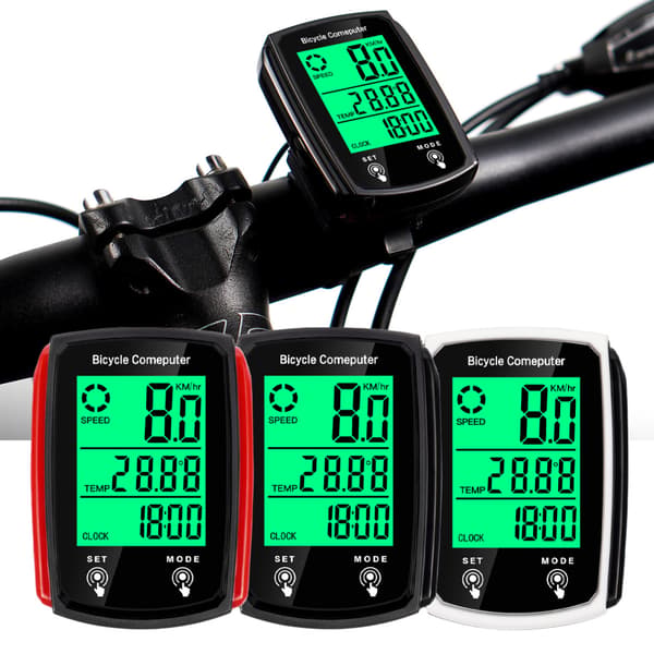 Kablet cykelcomputer med baggrundsbelysning, engelsk version, til landevejs- og mountainbikes, touchscreen-speedometer.