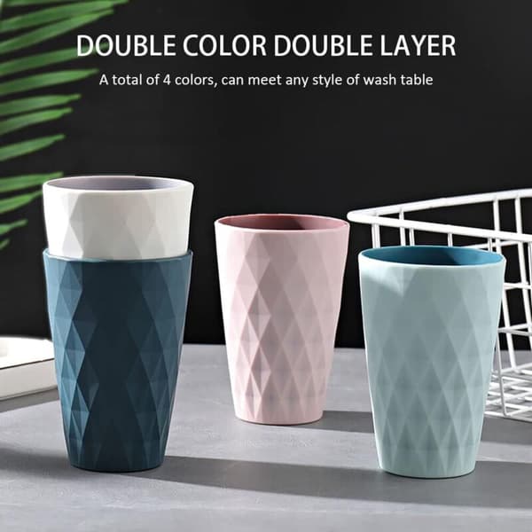 2-delt tannbørsteholder sett. Plastkopp. Baderomsutstyr. Nordisk stil design. Solid og fallbestandig. (Rosa)