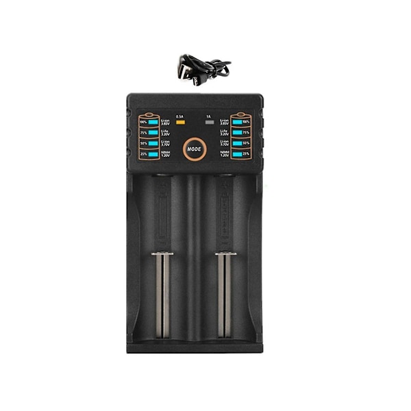 1 stk. 2-slot Li-Ion batterioplader + 6 stk. 3,7V 18650 9800MAh batteri til genopladeligt batteri 18650