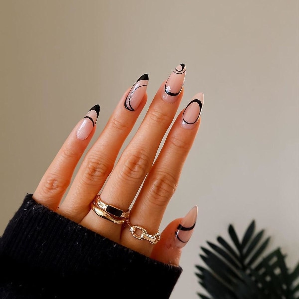 Bær negle simple søm patch linjer negle klistermærker fransk manicure tryk på negle