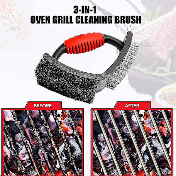 Grillausharja, 3-in-1 puhdistusharja, Ulkoilma-grillityökalut, Puutarha, Leirintä, Grillaus, Puhdistusharjat