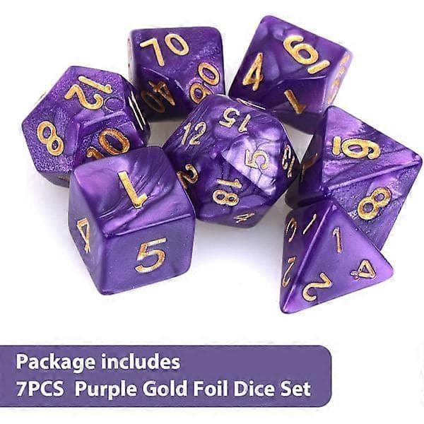 7 stk. DND terningesæt til Dungeons and Dragons, Lilla Nebula Polyhedral Terninger RPG Rollespil Brætspil D&D D20 D12 D10 D8 D6 D4