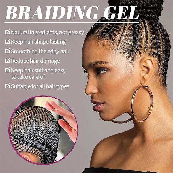 300g Extreme Hold Braid Gel - Slätar & Tämjer Frusit Hårgelé För Flätor, Lockar, Vridningar & Cornrows