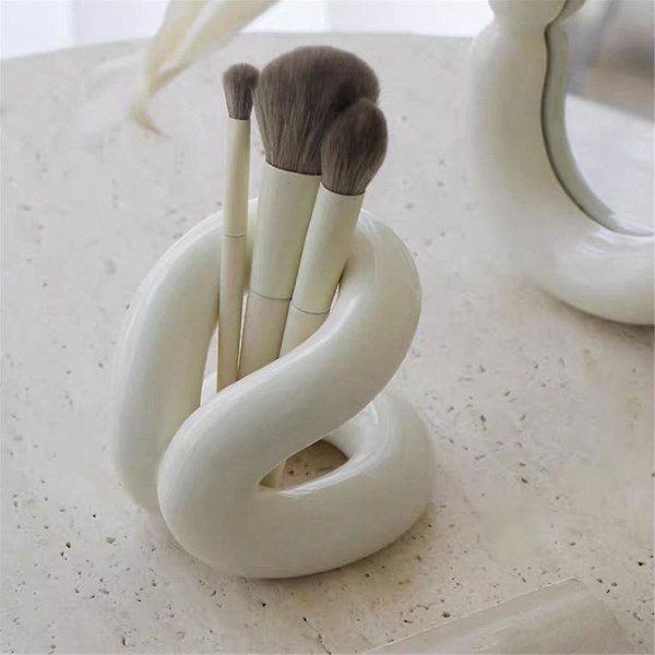 Keramisk penneholder Minimalistisk Design Reb Knot Tandbørsteholdere Børsteholder til badeværelsesvask &